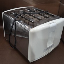 Toastmaster Astra 4-Slice Toaster Chrome 1970’s -WORKS Model D1051C White MCM picture