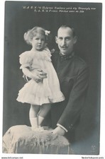 1900s royalty Greece Prince Nicholas + child daughter photo postcard picture