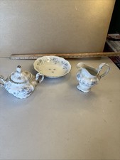 Johann Haviland Blue Garland Bavaria Germany 3 Pc Sugar Creamer Serving Bowl picture