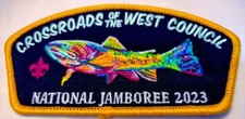 BSA CROSSROADS OF THE WEST OA AMMATDIIO 590 2023 JAMBOREE PATCH FISH JSP STAFF picture