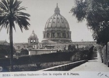 Rome Italy RPPC Postcard Early 1900s Rare Vatican St Peter Dome Garden Palm Tree picture
