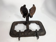 Vintage Cast Iron Ornate Double Inkwell Stand - Late Victorian? picture
