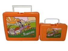 Vintage Tropicana Orange Juice Plastic Lunchbox w/ Sandwich Box Advertising picture