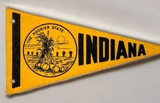 Vintage 1950s State of Indiana Hoosiers Gold Felt Mini Pennant Flag 8