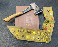 Vintage 1937-1942 BOY SCOUT ITEMS - SCRAPBOOK - MERIT BADGES - HATCHET  picture