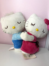 2010 Sanrio Hello Kitty Hugging Couple Plush Pink Blue Nakajima w/ Tag 11” picture