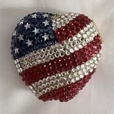 Estée Lauder NewYork Spirit Apple Heart Shaped American Flag Rhinestone  Compact picture