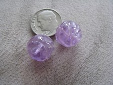 Pr Vintage Natural Carved Amethyst Beads 12mm picture