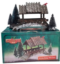 LEMAX Wooden Bridge Trees #14618 RETIRED In Box Christmas Coventry Cove Village picture