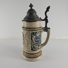 Antique Reinhold Hanke 1221 Barmaid Landsknecht 0.5L German Beer Stein Pewter picture