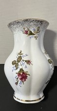 Vintage Chodziez Poland Vase HandPainted Floral Gold Trim Porcelain 6”H picture
