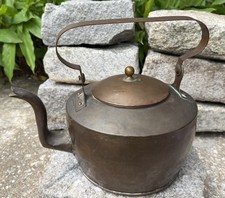 Antique P.H. Griffin Albany NY Copper Kettle Gooseneck Spout Signed 19th C picture