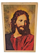 Vintage Jesus Christ Religious Devotional Prayer Card Portrait 2.25 x 3.5 picture