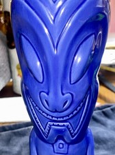 Cool Tiki Mug Cobalt Blue Ceramic Hawaiian Polynesian KC Co. Cup 7” Tall  picture