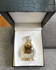 Vintage Crystal Perfume Bottle Faceted Clear Body Gold Accents & Stopper Unused picture