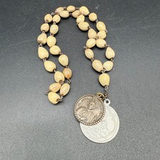 Vintage Job's Tears Rosary Beads St. Jude & Blessed Sacrament Medals Creed picture