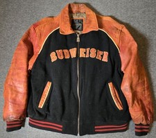 Vintage Budweiser Leather Wool Varsity Jacket XL Beer Promo Distressed USA picture