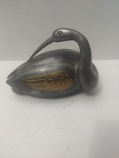 Vtg Pewter & Brass Art Deco Long Bill Bird 6