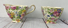Vintage 1930s Royal Winton Grimwades Summertime Chintz Creamer Sugar Set picture