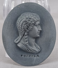 Wedgwood Poppaea Sabina Black Basalt Portrait Medallion Plaque 1780-1795 picture