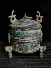 Fengshui old chinese Warring States Bronze - Standing Bird Inscription Bunker—— picture