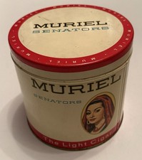 Vintage, Muriel Senators, The Light Cigar Round Tin, Empty, 5” Tall, 5.5” Diam. picture