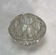 Heavy Clear Glass Flower Frog 9 Holes 3.35” D picture