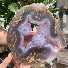 1.6LB Natural Amethyst agate geode quartz cluster crystal specimen Healing picture