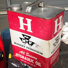 Massey Ferguson All Season Hydraulic Oil Metal Can Sign Red White Silver picture