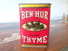 Vintage 1940's Ben Hur Thyme Spice Tin picture