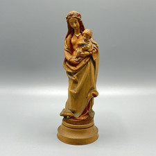 Vintage ANRI Hand Carved Wooden Virgin Mary Madonna & Baby Jesus Figurine Statue picture