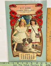 2103 ~ 1914 R.F. Burke General Merchandise Store Victorian Die Cut Calendar 12x7 picture