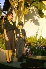 c1960's Kodachrome 35mm Slide Cub Scouts BSA Boy Woman Portrait USA American picture
