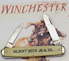 Antique WINCHESTER Pre-WWII Senator Penknife Cracked Ice - Unused Near Mint picture