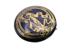 Vintage WBA Woman's Benefit Association Pinback Button Blue Enamel Gold Goddess picture