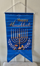 Happy Hanukkah Wall Hanging Menorah Decor Nylon Ashland 24” x 12” picture