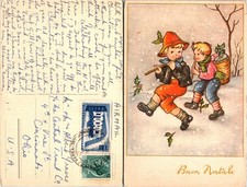 Vintage Buon Natale Italian Italy Christmas X-Mas Postcard Used 49971 picture