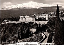 Taormina Italy Scenic View Il S. Domenico Mount Etna Real Photo RPPC Postcard picture
