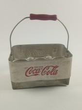 Vintage Coca Cola Coke Aluminum Metal 6-Pack Bottle Holder Drink Carrier Caddy picture