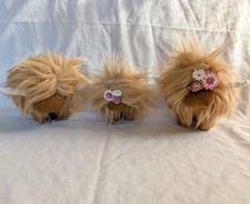 *Handmade* Brown Highland Cow Family Of 3 Dad Mom and Daughter with pink flowers picture