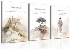 3Pcs Framed Jesus Wall Art Christian Bible Verse Canvas Posters Prints Minima... picture