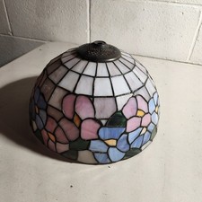 Vintage Tiffany-Style Floral Stained Glass Dome Lamp Shade #R109 picture