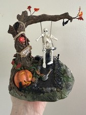 RETIRED VINTAGE Department 56 Village Animated Swinging Skeleton Halloween picture