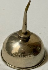 Vintage BROTHER Chrome-Plated Thumb Pump Oil Can Made In Japan Circa 1950's picture