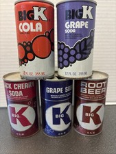 VTG Lot 5  1970s Kroger Wesco Big K Orange Soda Pop Can 12oz Steel Cincinnati OH picture