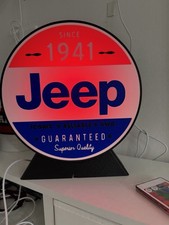 Jeep Since 1941 Round Lighted Advertising Sign Red White Blue Black Repro picture
