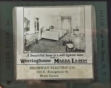 antique MAGIC LANTERN GLASS SLIDE west grove pa Westinghouse Mazda Lamp SHUMWAY picture
