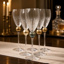 6 pcs Union Street Flutes  “Manhattan Gold” 24 karat gold leaf 10.5” STUNNING picture