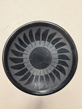 MARIA MARTINEZ (SAN ILDEFONSO,1887-1980), BLACK ON BLACK POTTERY “FEATHER” PLATE picture