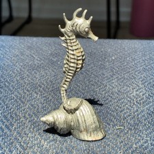 Vintage S&A Pewter Seahorse On Sea Shell Figurine picture
